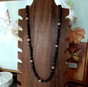 Vintage 14K Gold & Black Onyx Necklace